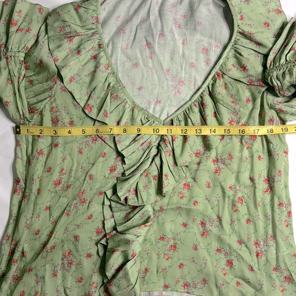 TIMO Rose Field Floral Cascade Ruffle Womens  Blouse Size M - Picture 5 of 8